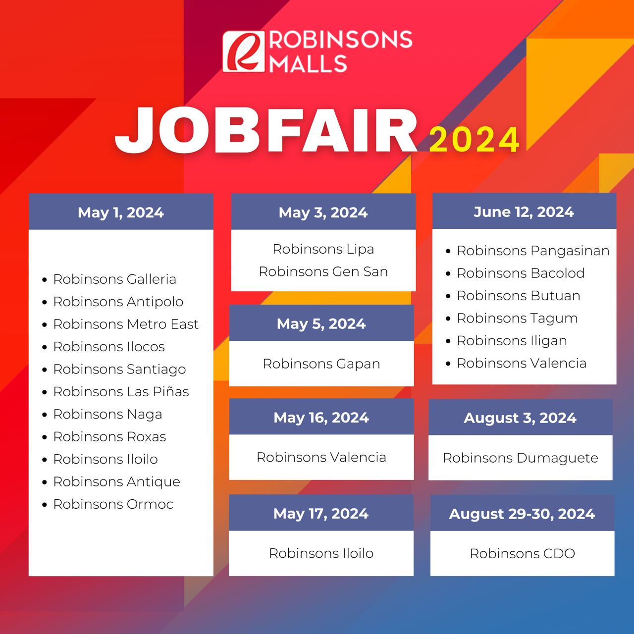List of Malls - Job Fair